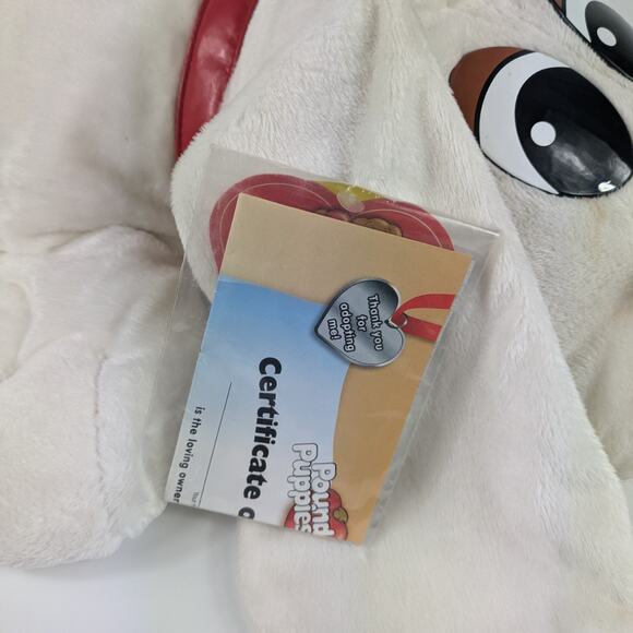 2007 Large Pound Puppy Puppies 01300 Autographed Bowling White Red Collar Plush - Picture 4 of 16